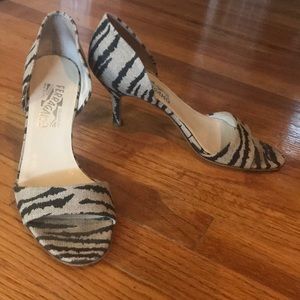 Salvatore Ferragamo Linen zebra heel